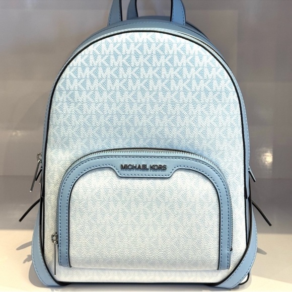 Michael Kors Jaycee Medium Ombré Signature Logo Backpack Light Sky Blue - Picture 4 of 12